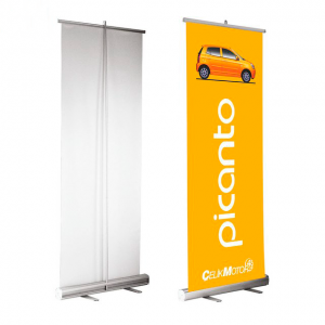 Porta Banner Roll-UP Estrutura em Alumínio Anodizado com Personalização em Lona Fosca 380g 60x160cm | 80x200cm | 100x200cm | 120x200cm | 150x200cm | 200x200cm Impressão Digital 1440dpi Impressão Fosca  