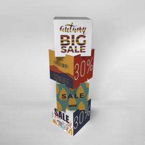 Totem Quadriedro | Totem Cubo Personalizado Papel Duplex 350g ou Polionda 3mm 40x160cm 4x0 Fosco Impressão UV Ecológica 